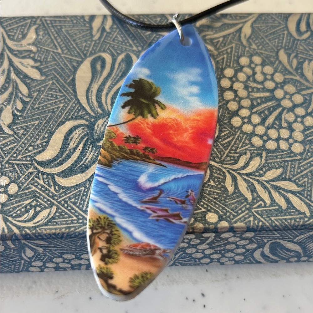 Tropical Sunset Surfboard Necklace